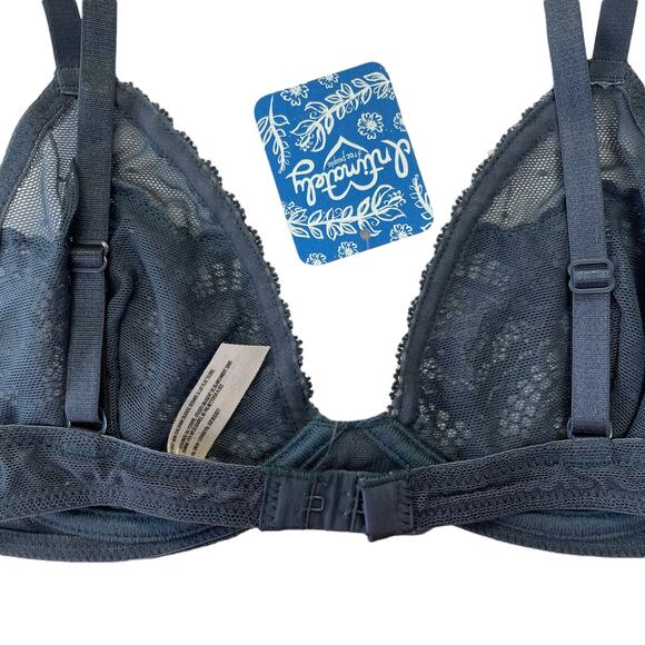 Free People Lace Triangle Bralette 32B Storm Blue NWT Intimates Lingerie - Picture 5 of 7